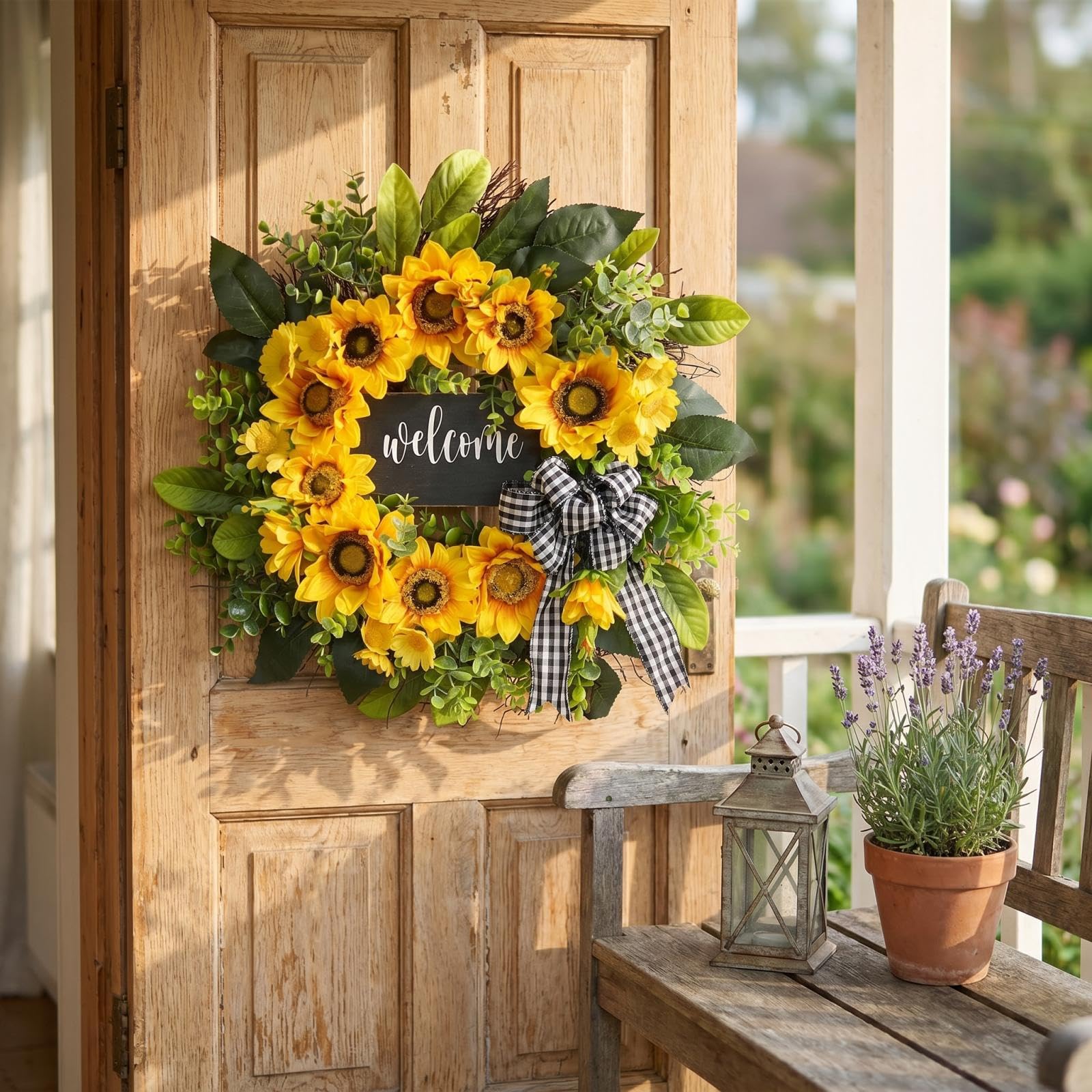 Vofuly sunflower wreath packaging and care tips for safe delivery.
