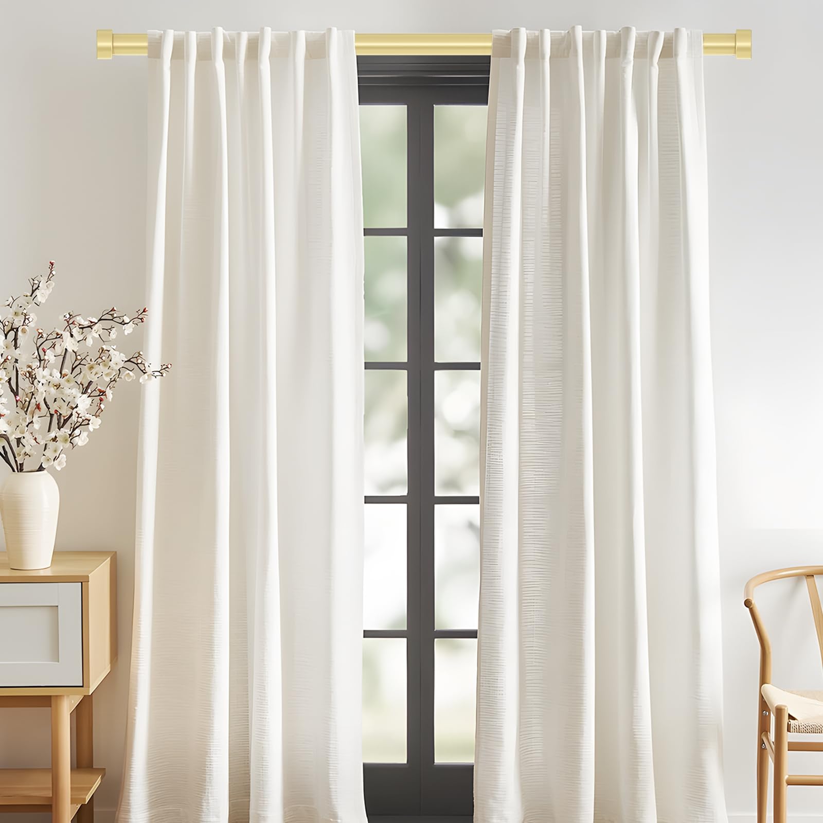 VOIIY adjustable curtain rod shown assembled for 18-42 inch spans.