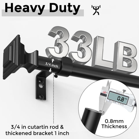 VOIIY 3/4-inch diameter rod provides sturdy support for thick curtains.
