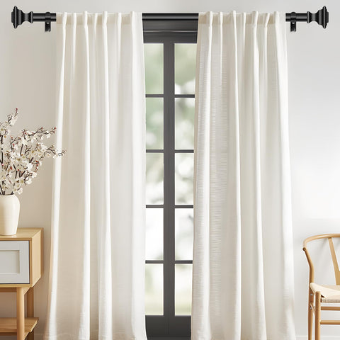 VOIIY adjustable 36-120 inch curtain rod fits multiple windows precisely.
