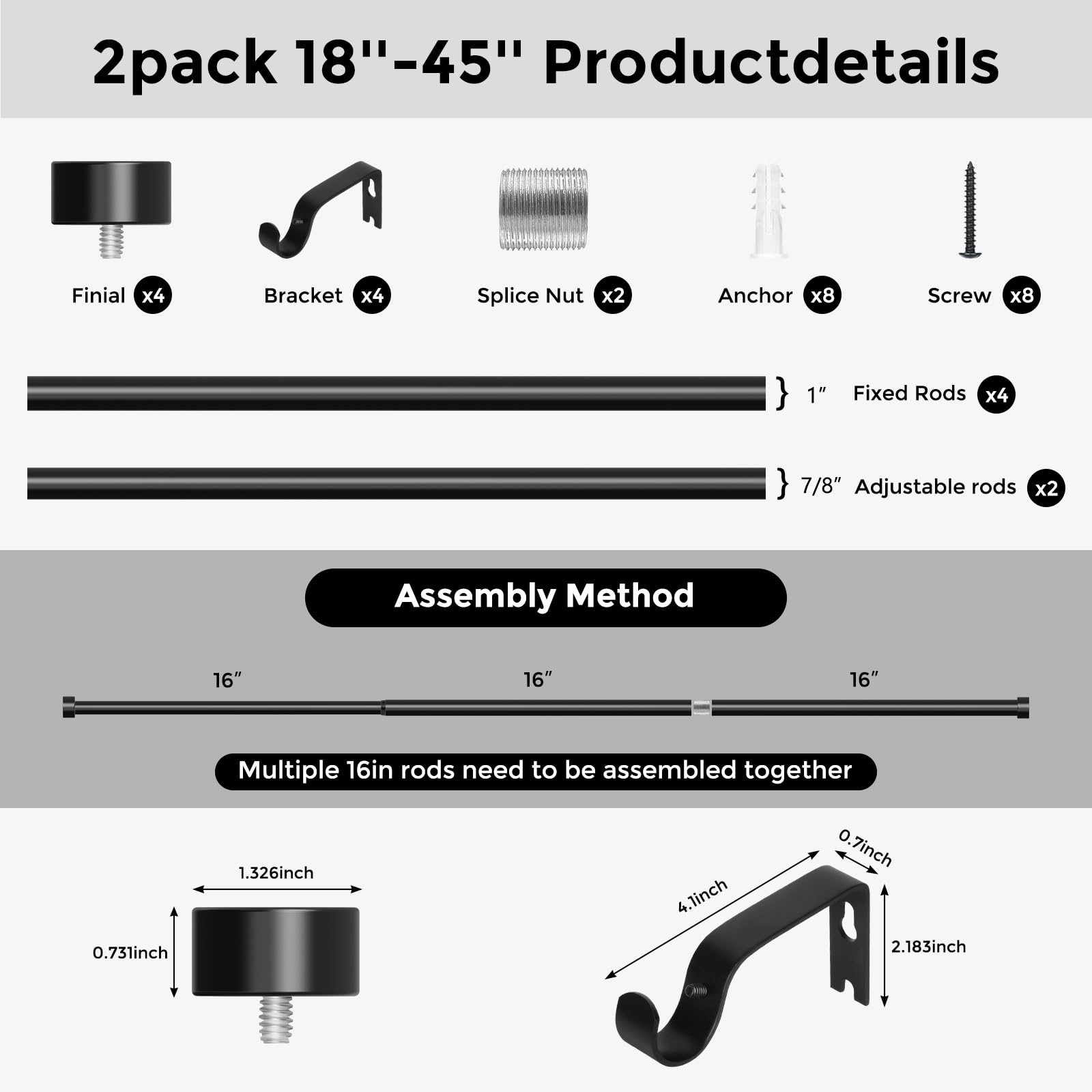 VOIIY compatibility with blackout and farmhouse curtains.