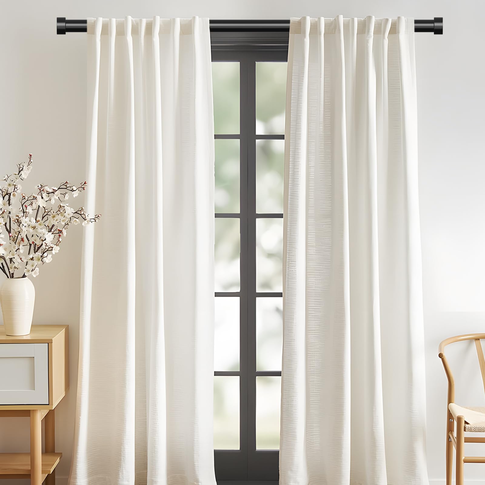 VOIIY heavy-duty rod holds up to 30 pounds for sturdy curtains.