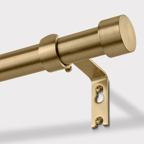 VOIIY warm gold curtain rod full length shows adjustable fit for 48–84 inch windows