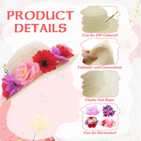 VoizVony tea party hats artificial flowers enhance DIY hat designs.