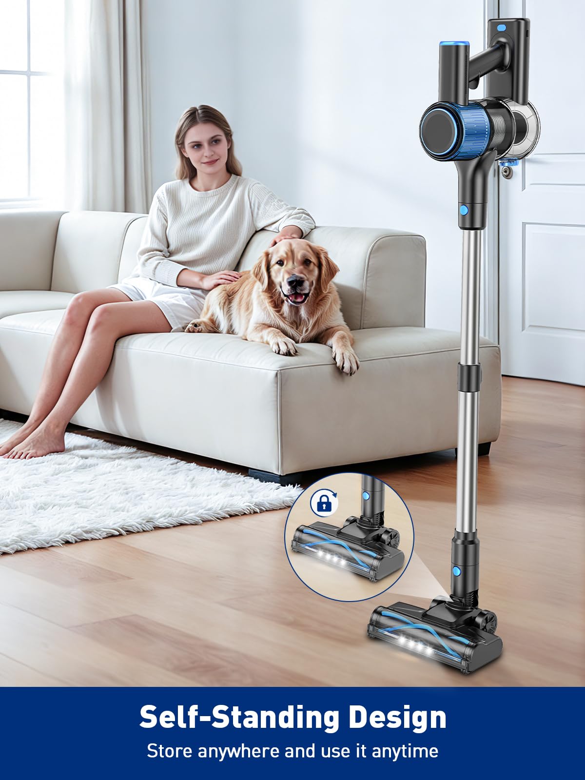 VOKENE 45kPa suction delivers strong cleaning performance on multiple surfaces
