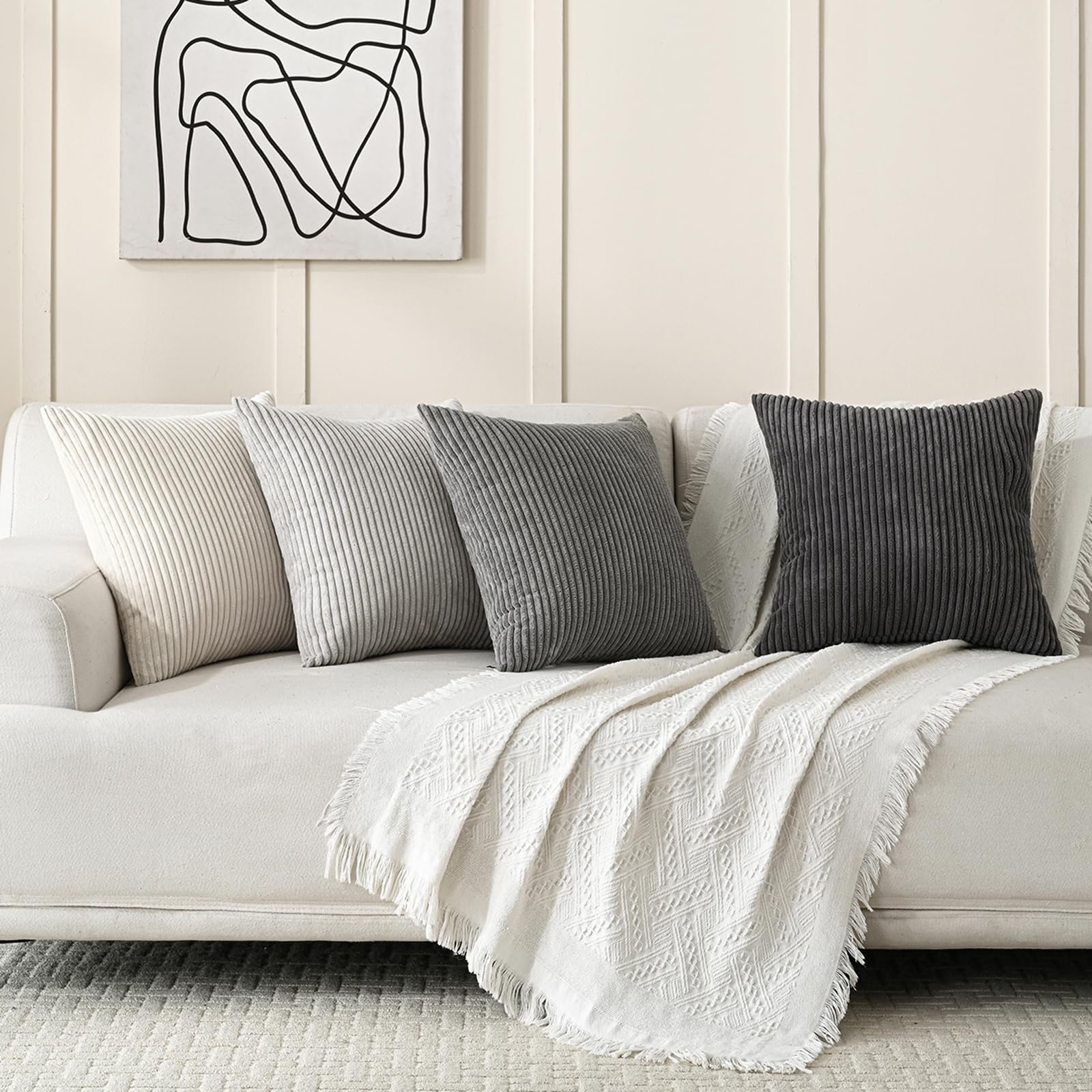 Volcanics 4-pack pillow covers suit patios, bedrooms, and couches.