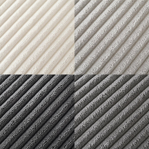 Volcanics corduroy pillow cover shows invisible zipper for clean edges.