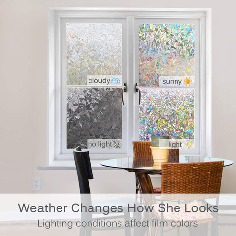 Volcanics rainbow light diffusion on window renders decorative shimmer when sunlight passes through.