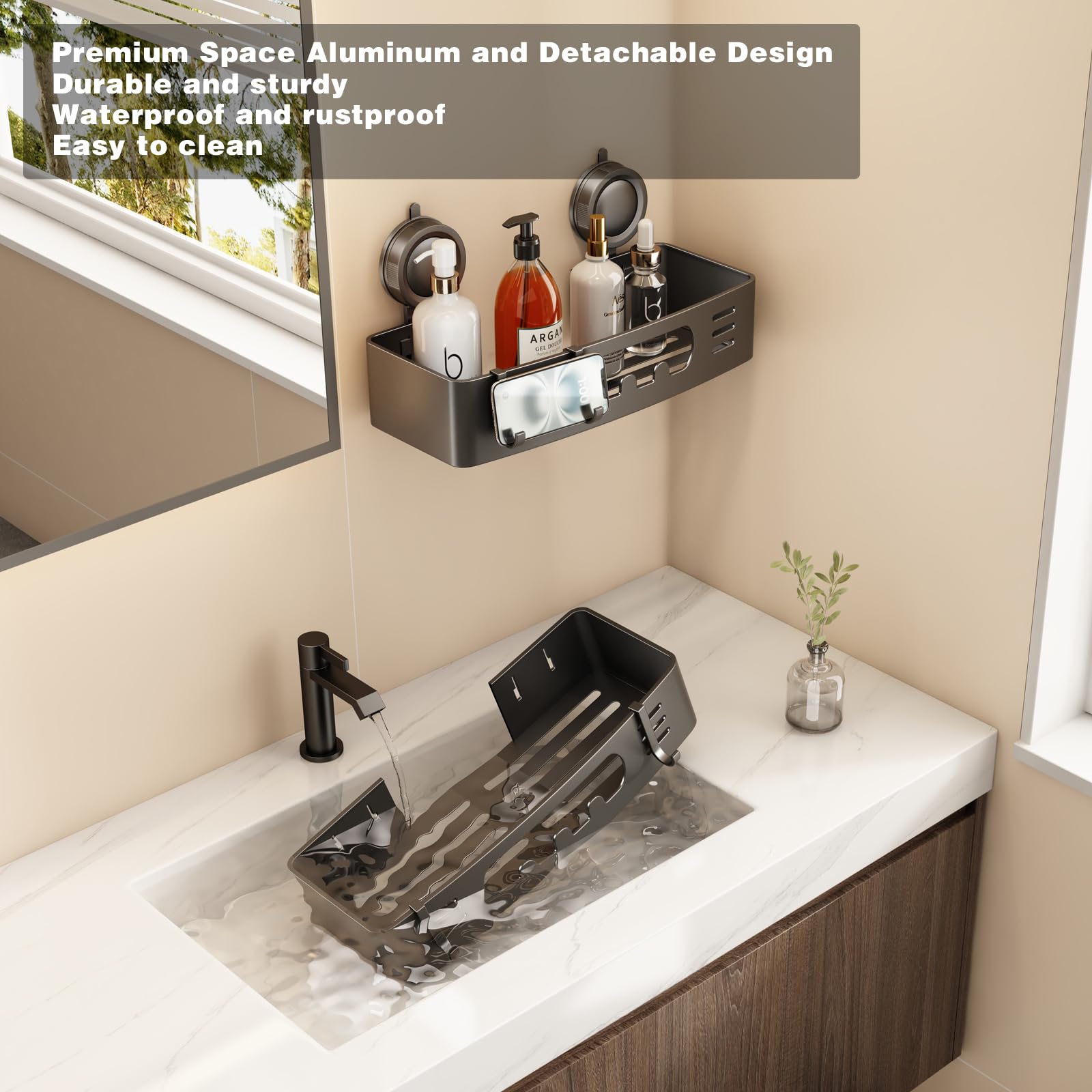 Voldra detachable hooks easily hang razors, brushes, and accessories