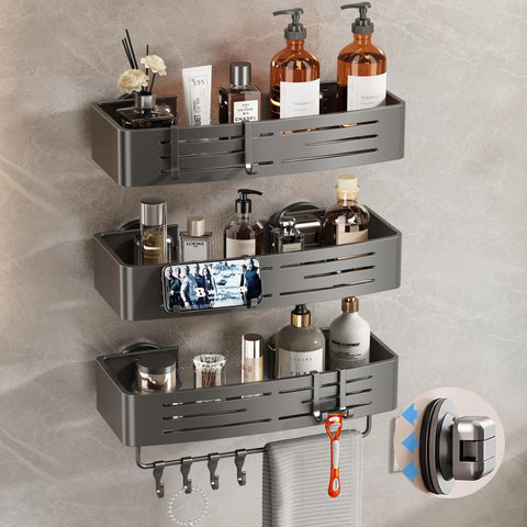 Voldra shower caddy suction cup on tile for secure storage