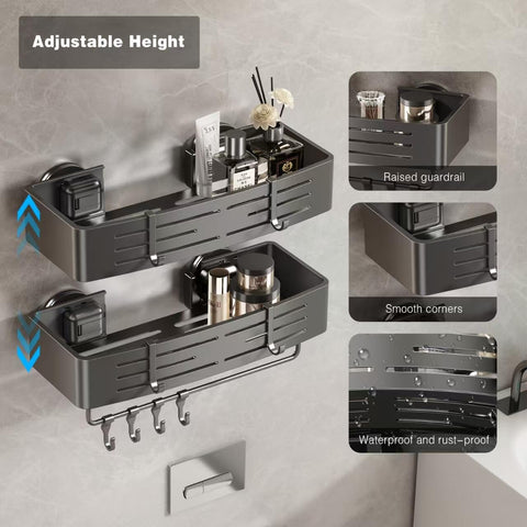 Voldra two-basket shower caddy design keeps shampoos neatly organized.