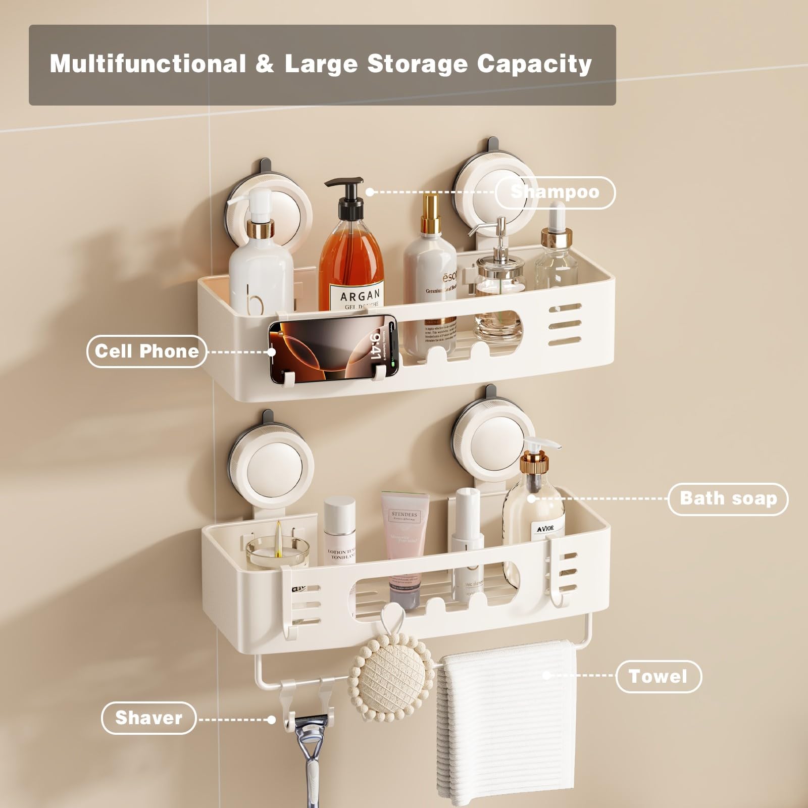 Voldra towel bar and hooks maximize vertical space for essentials