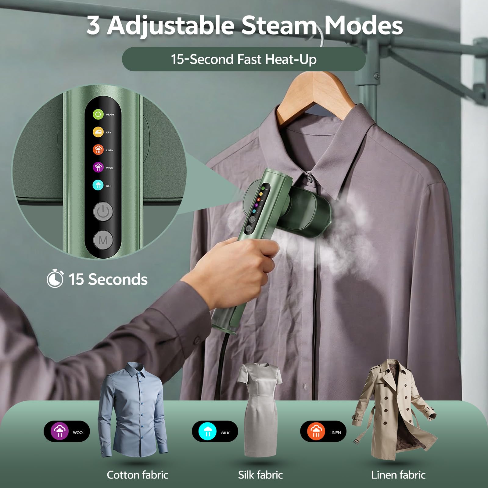 Voleeoa Travel Steamer up to eight minutes of continuous steam