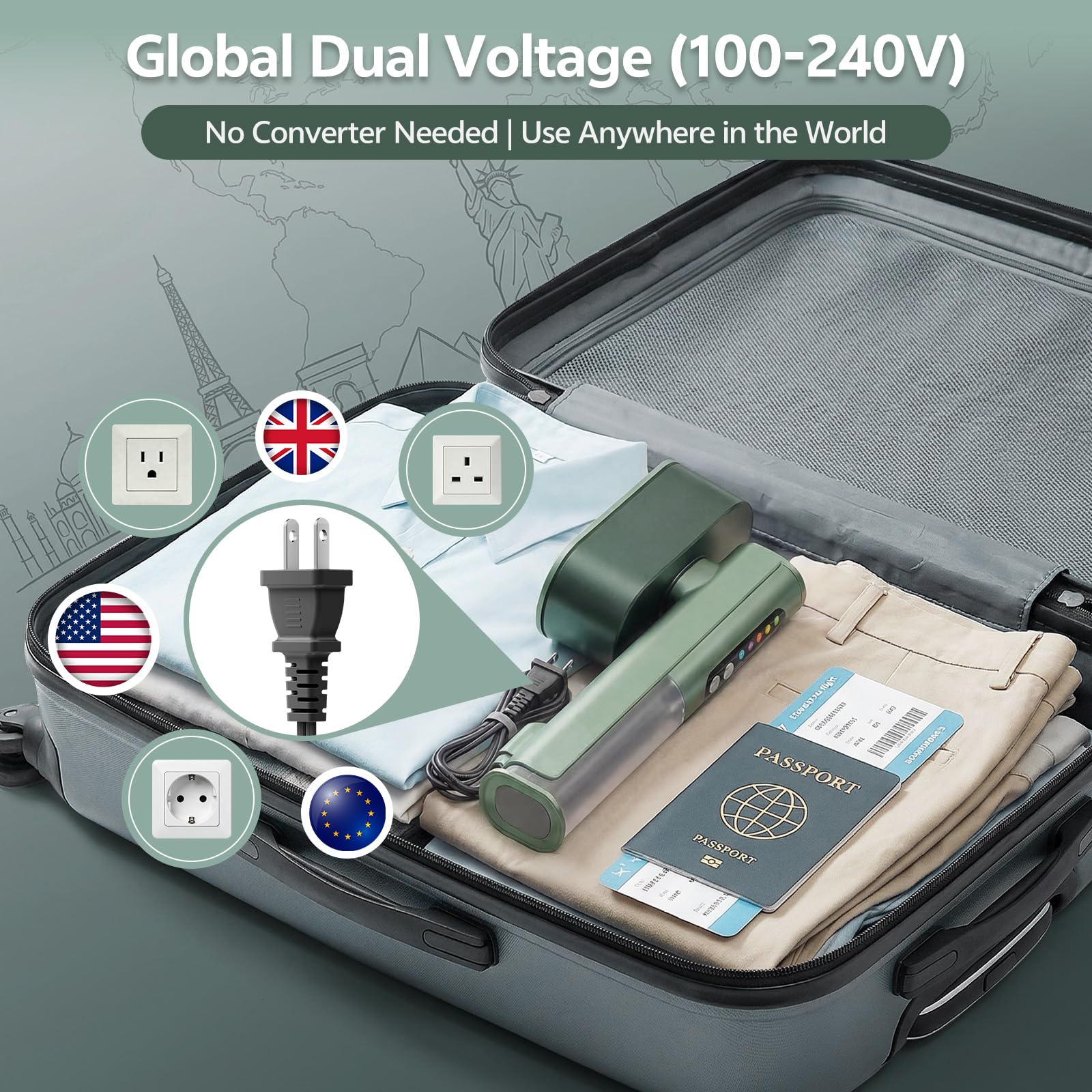 Voleeoa Travel Steamer dual voltage for worldwide use