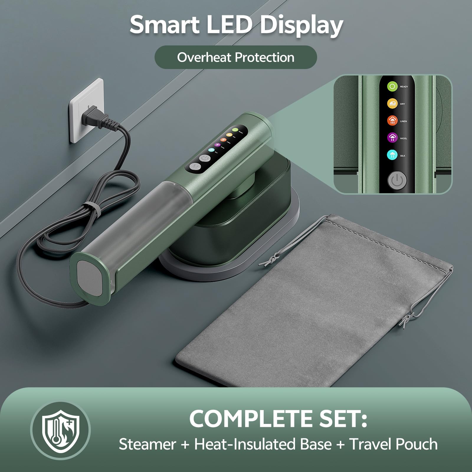 Voleeoa Travel Steamer LED display guides safe operation