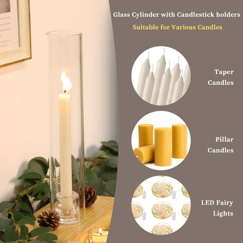 Volens glass candlestick base compatible with taper candles.