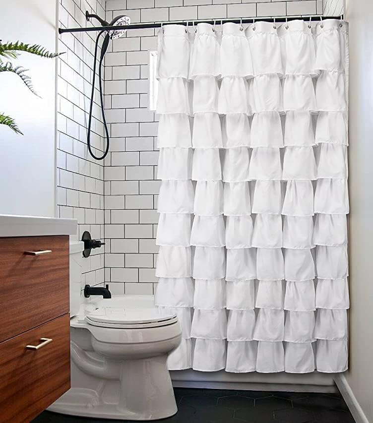Volens white ruffle curtain fabric close-up of quick-dry texture
