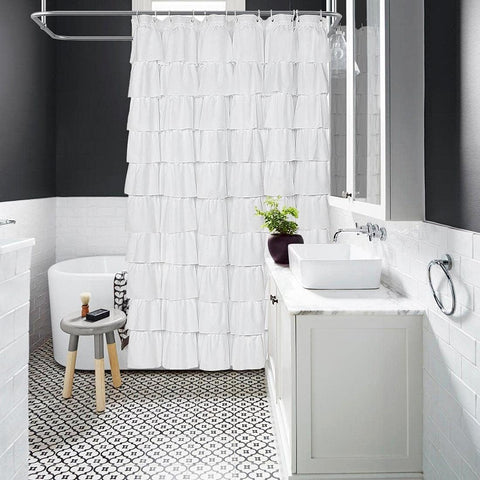 Volens white ruffle curtain pleats detail in decor