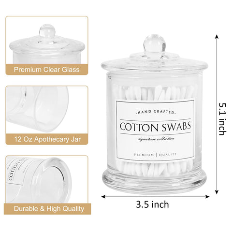 Volisnova qtip dispenser jars in clear glass for easy access to swabs