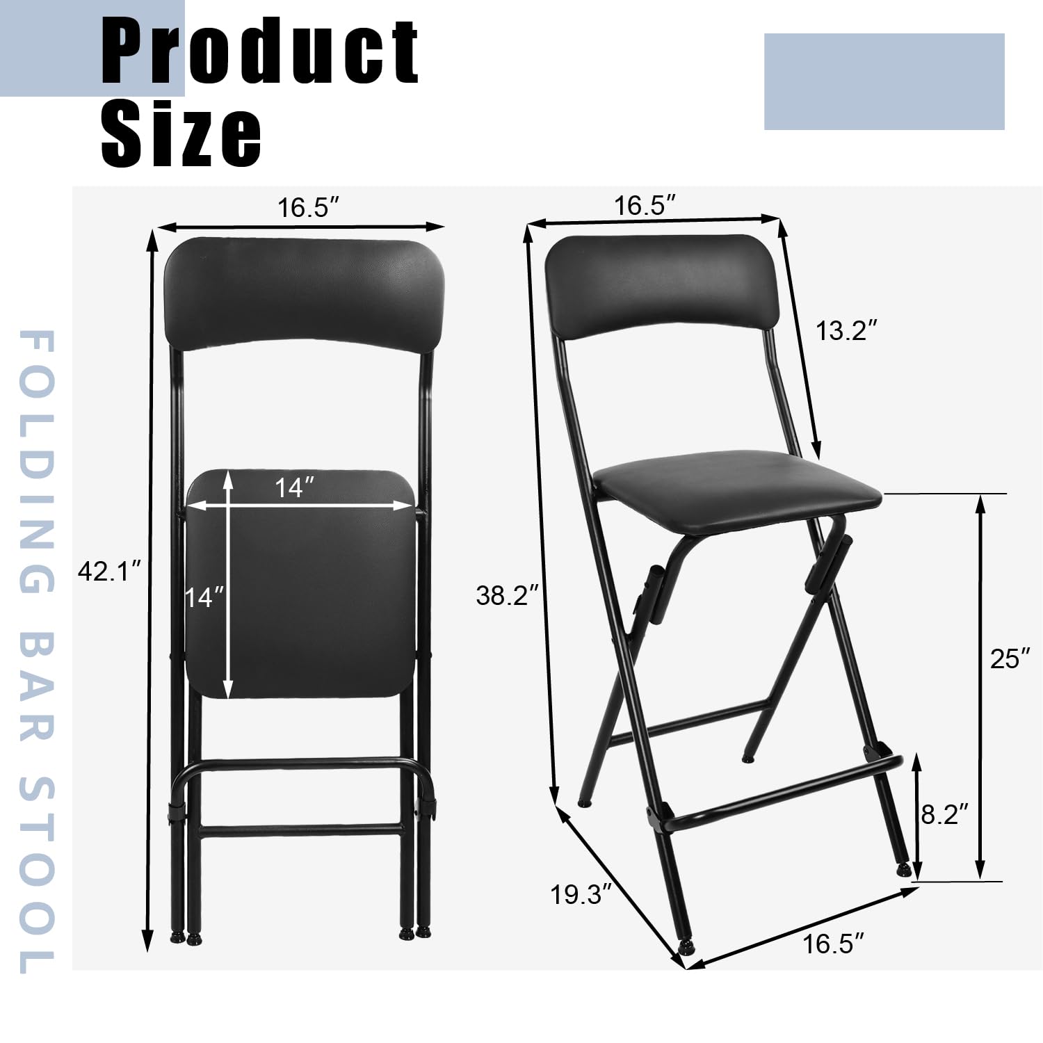 VOLIX folding bar stool folded compact for easy storage