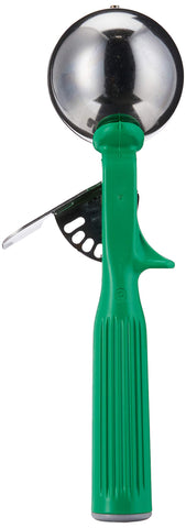 Vollrath disher with extended grooved handle offers secure grip during use