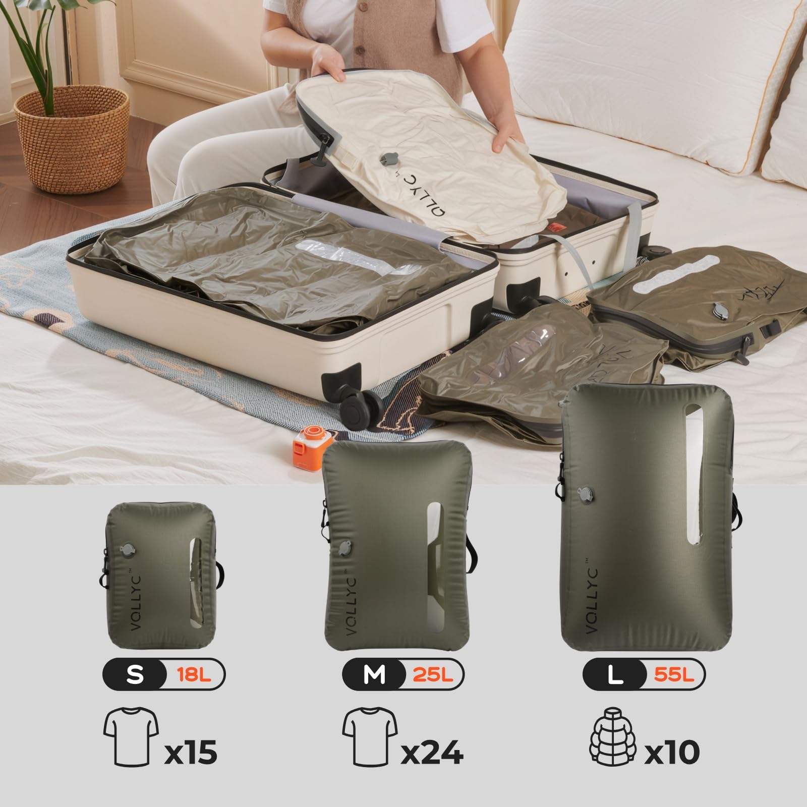 VOLLYC 4-in-1 vacuum bag 55L handles bulkier items like jackets