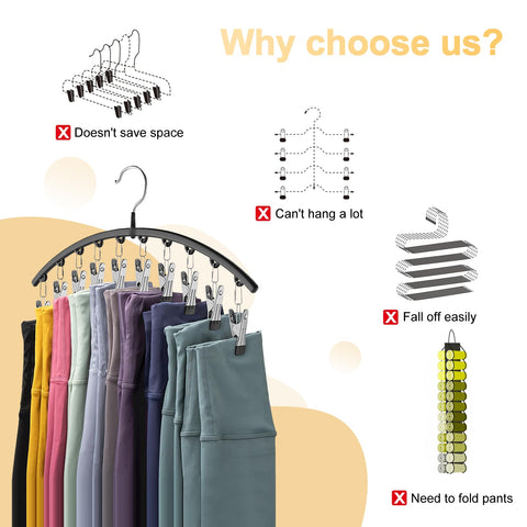 Volnamal hanger with 10 clips securely holds leggings and more.