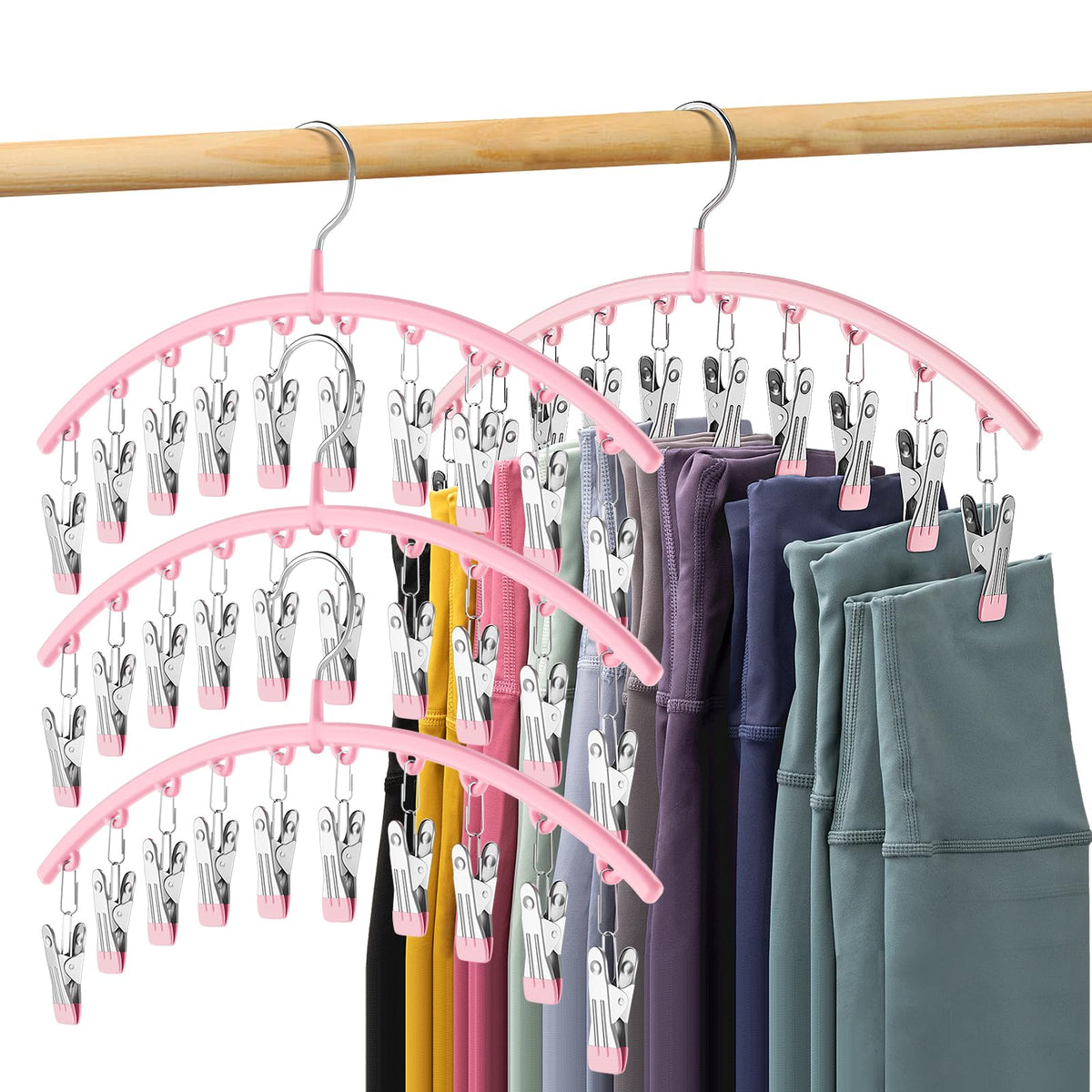 Volnamal legging organizer four-pack hangers for efficient closet organization.
