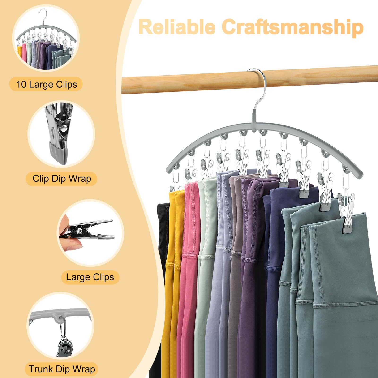 Volnamal wardrobe organizer ideal for yoga pants, skirts, and more.