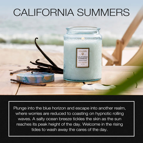 Voluspa California Summers coconut wax close-up highlighting clean burn and refined fragrance.