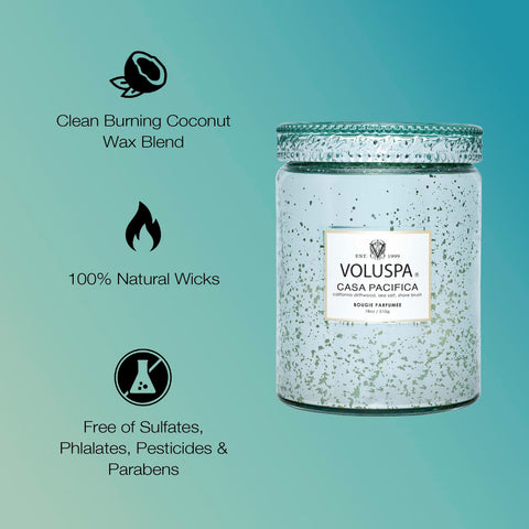 Voluspa Casa Pacifica gold glass jar adds premium touch to living spaces.
