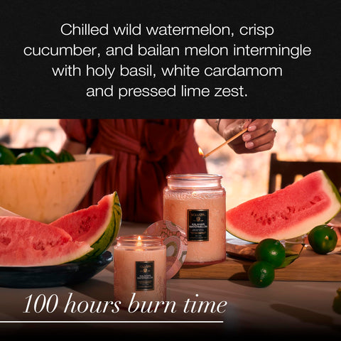 Voluspa Kalahari Watermelon ambient-lit glow creates inviting evenings
