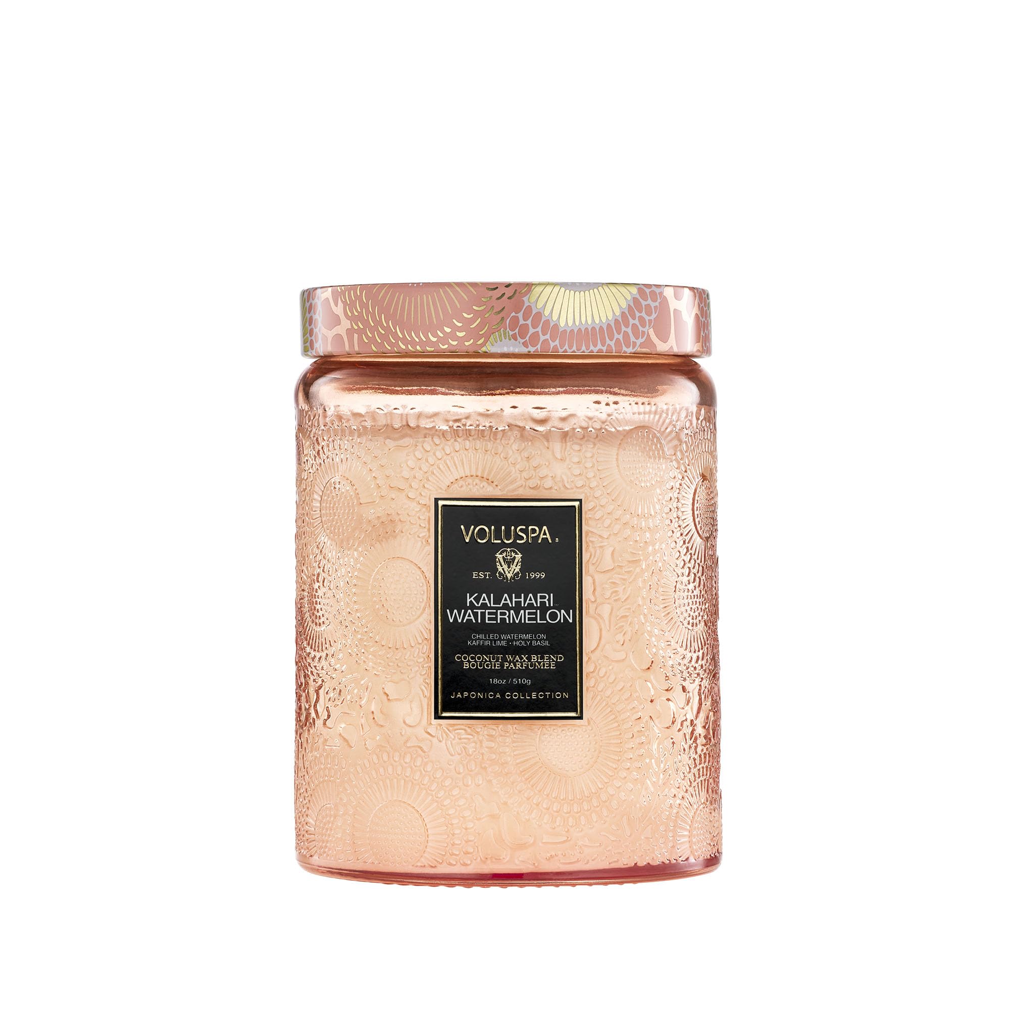 Voluspa Kalahari Watermelon candle jar for vibrant living room ambiance