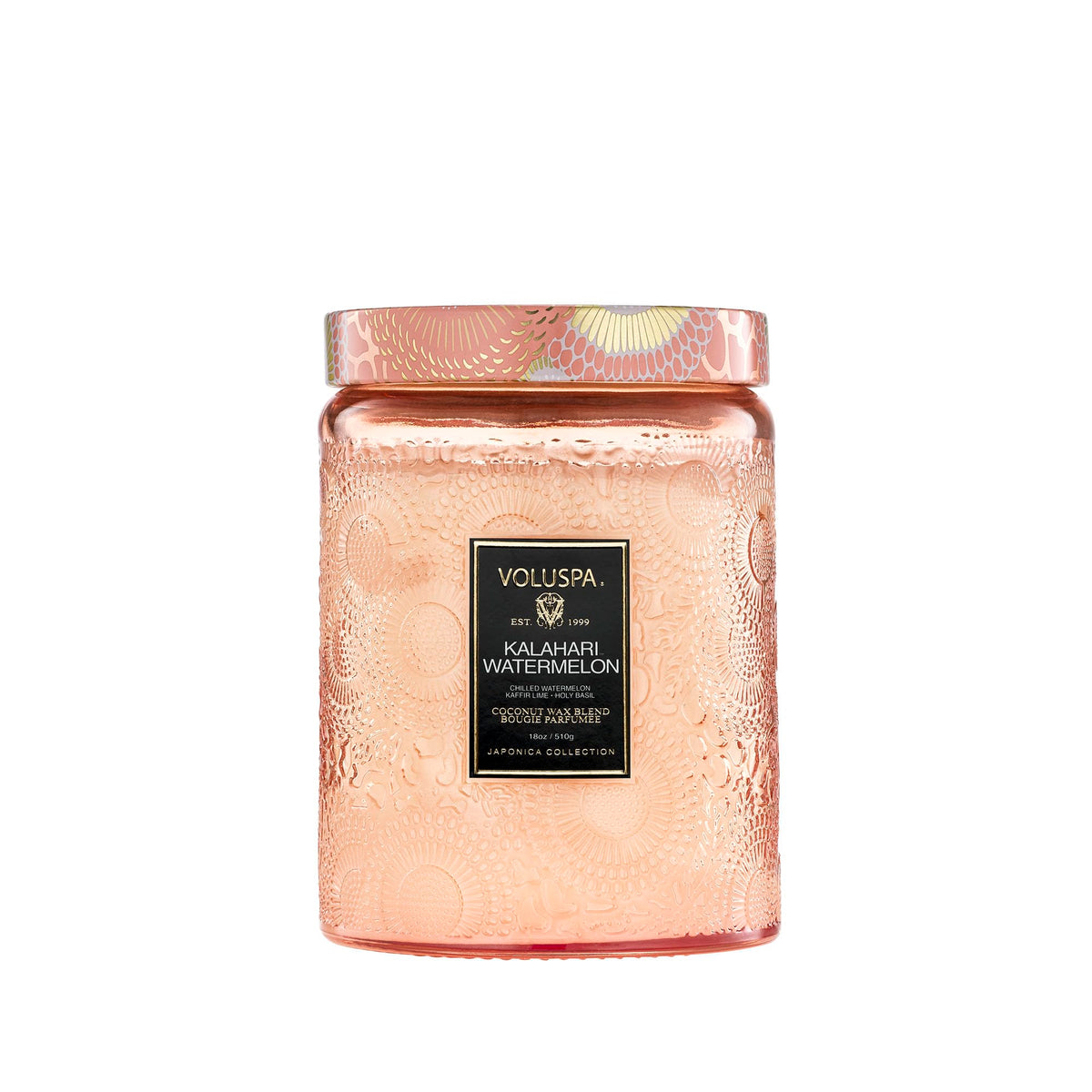 Voluspa Kalahari Watermelon candle jar for vibrant living room ambiance