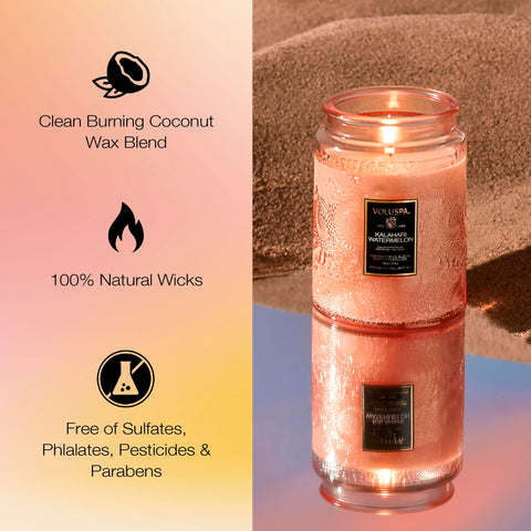 Voluspa Kalahari Watermelon fragrance notes graphic showcases citrus and fruit accents
