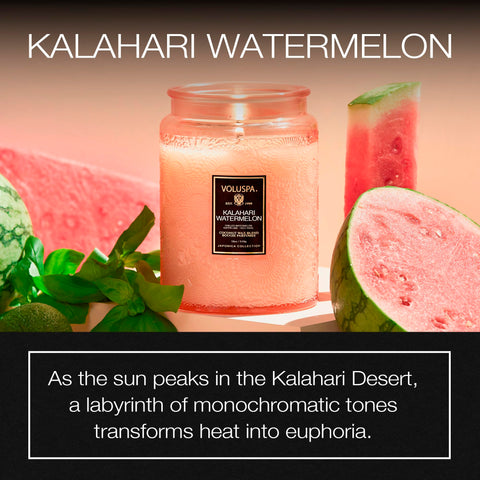 Voluspa Kalahari Watermelon wax blend closeup enhances sensory depth and fragrance release