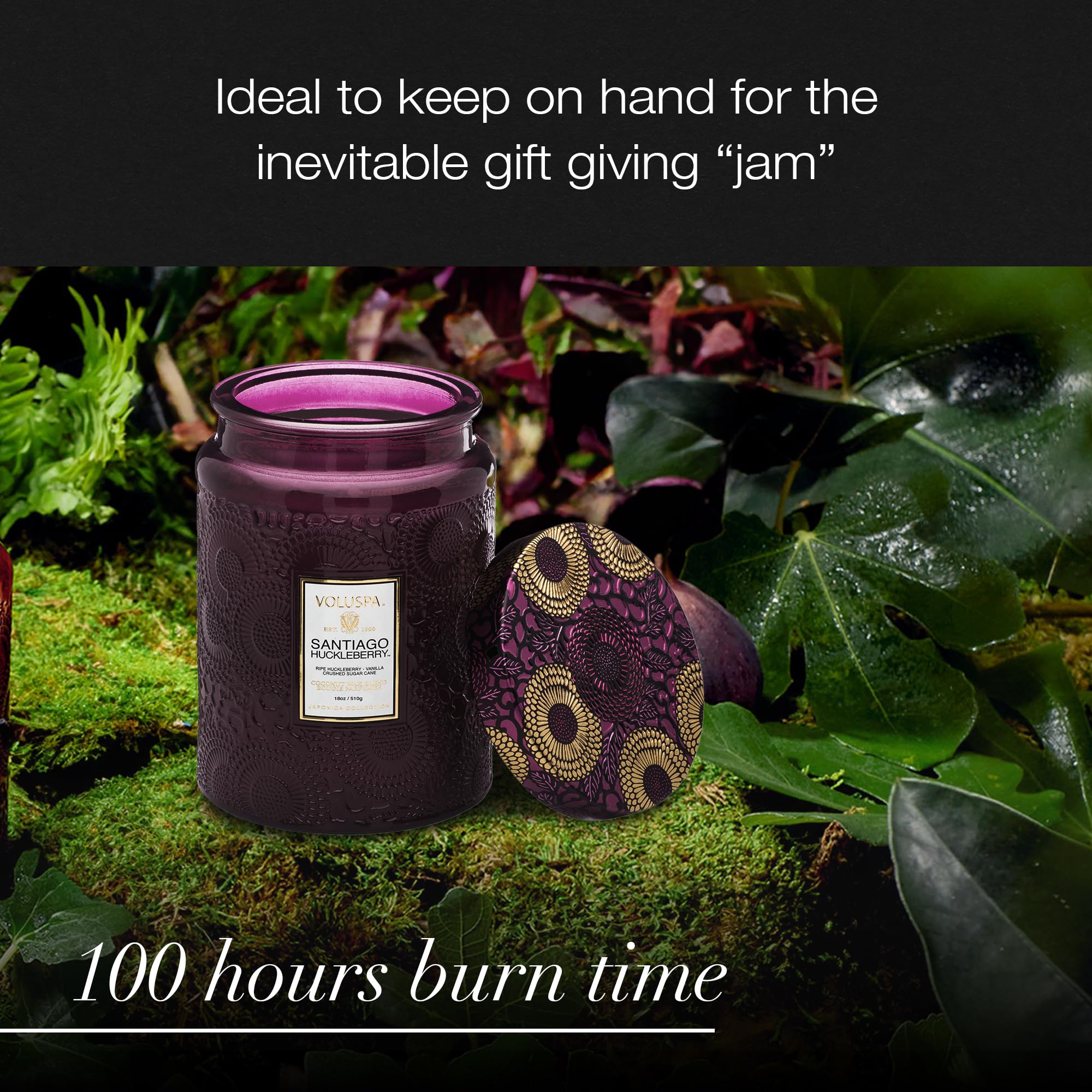 Voluspa Santiago Huckleberry gift-ready candle ideal for anniversaries and housewarmings