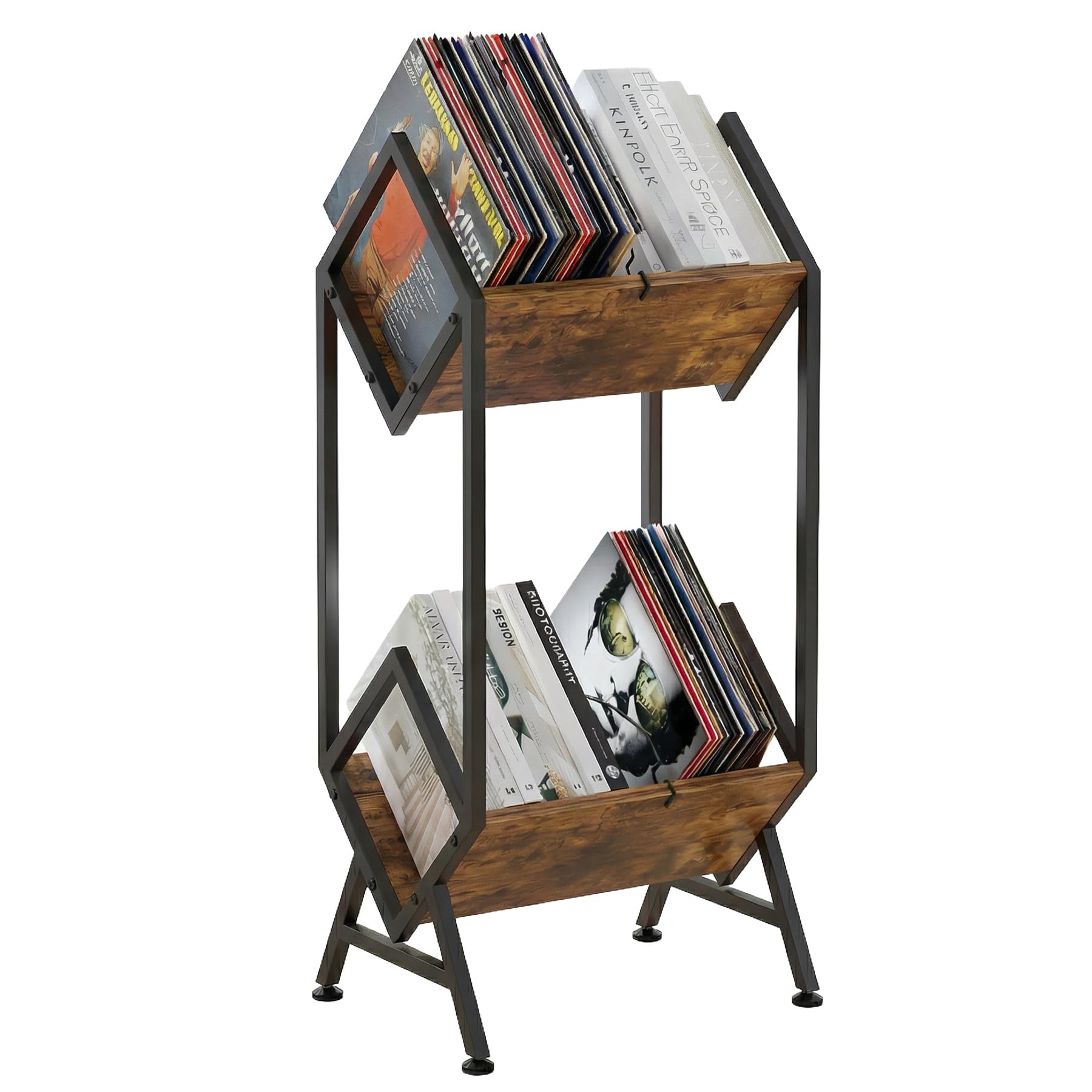 VonDream 2-Tier Vinyl Record Storage shows a sturdy metal rack for organized LPs.