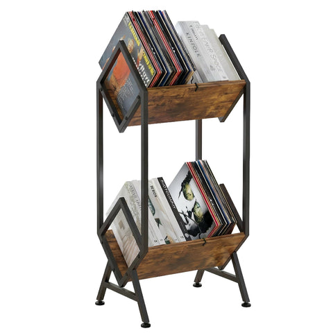 VonDream 2-Tier Vinyl Record Storage shows a sturdy metal rack for organized LPs.