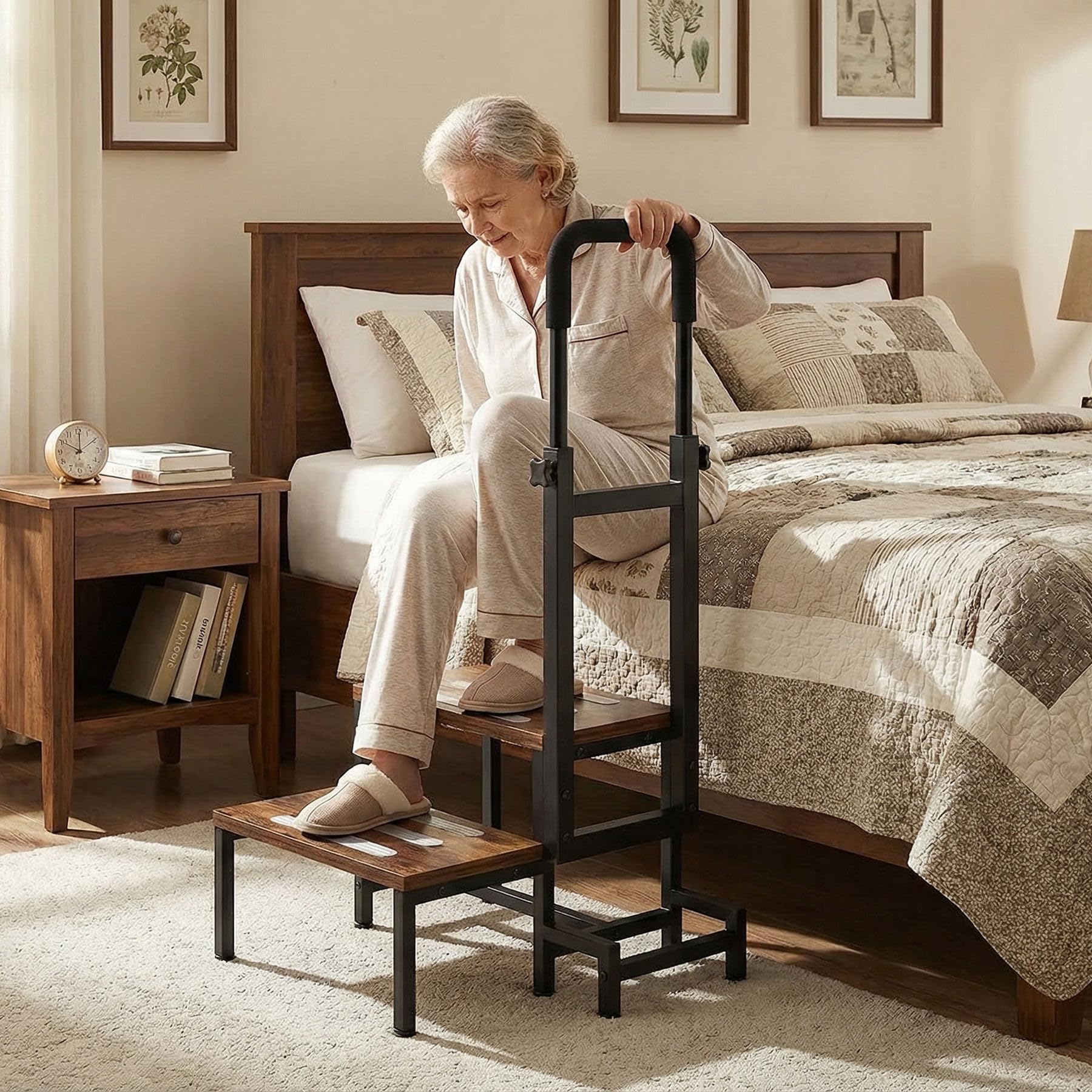 VonDream ergonomic handles rotate 180 degrees for left or right-handed use during transfers.