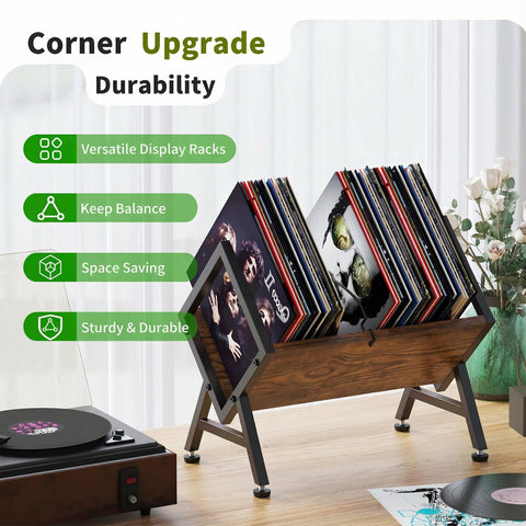 VonDream space-saving record rack frees floor space while organizing your collection.