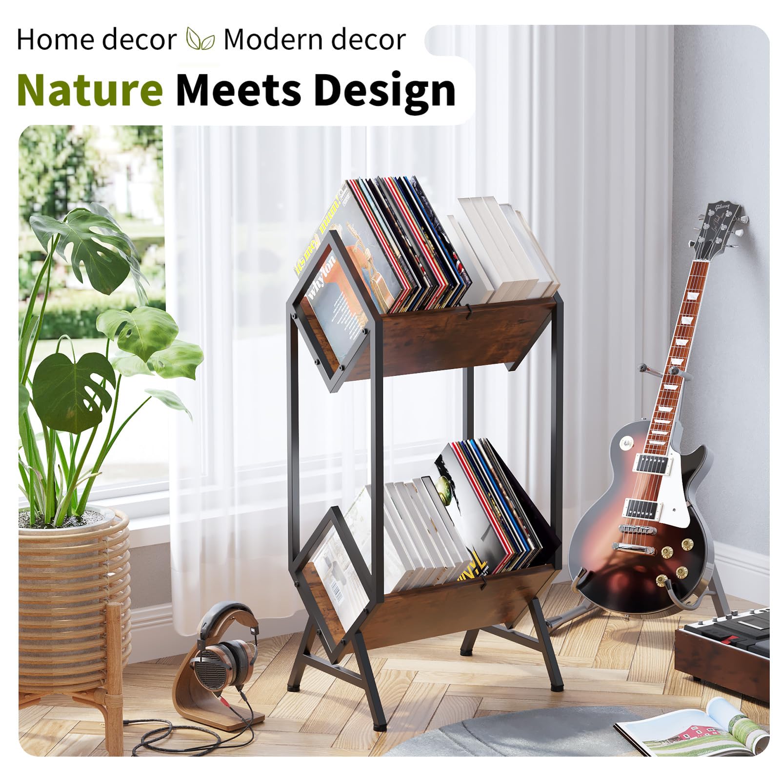 VonDream vintage design record shelf adds classic charm to living spaces.