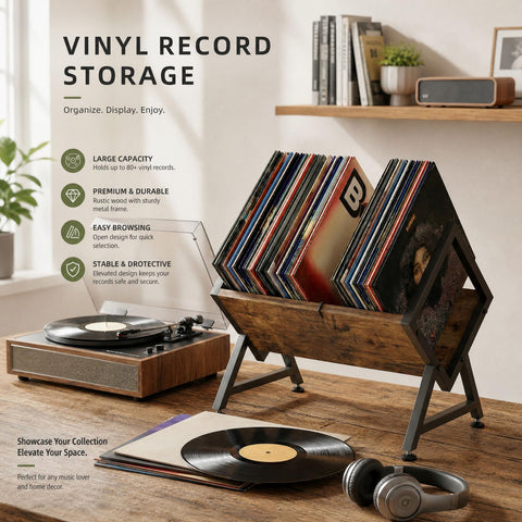 VonDream vinyl storage holder angled design fits tight corners for space efficiency.