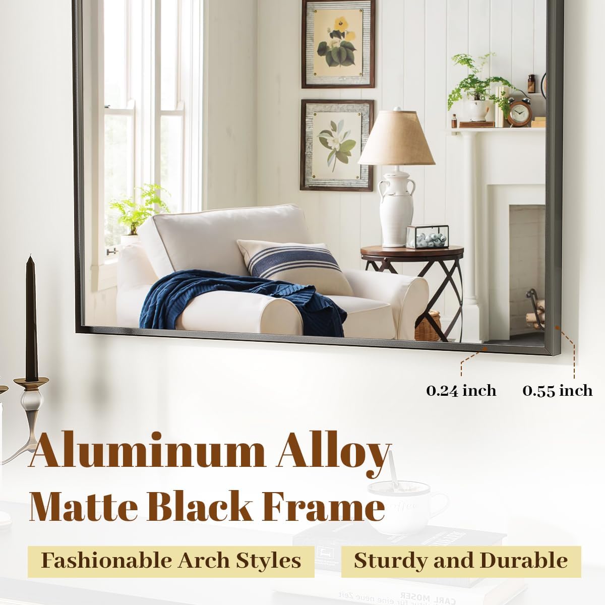 VooBang arch mirror placed in entryway or living room for stylish reflection