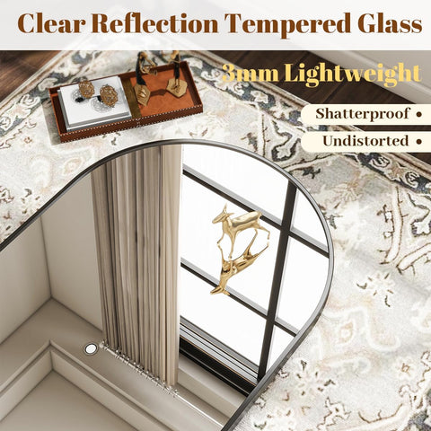VooBang arch mirror with preinstalled hooks for easy hanging.