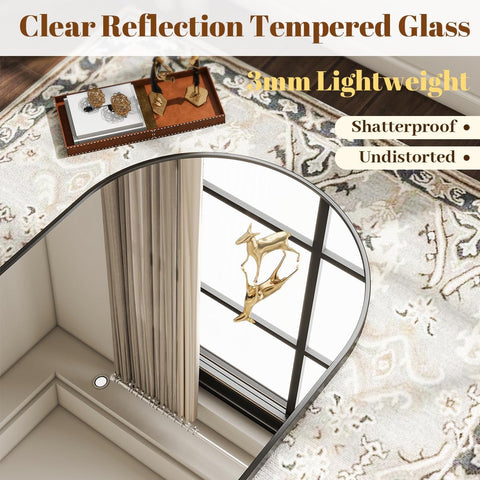 VooBang black arch mirror showing versatile hanging options for entryways