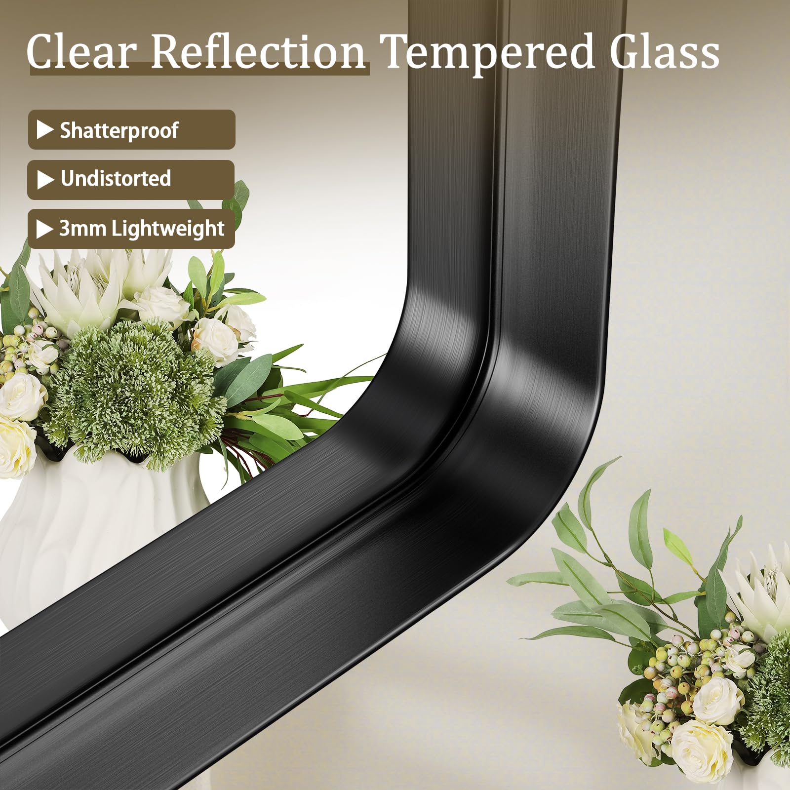 VooBang dresser mirror black frame ideal for precise makeup and grooming.
