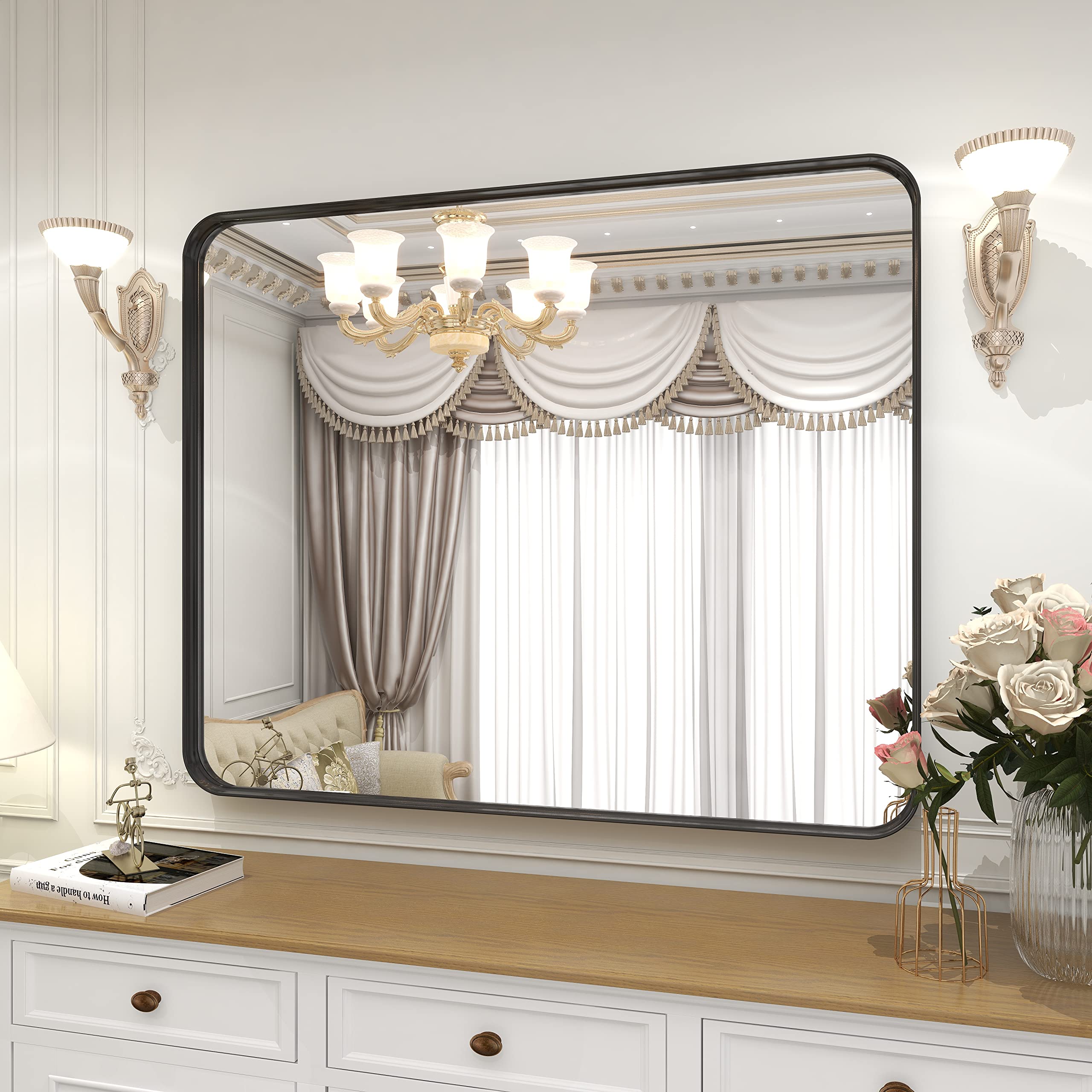 VooBang horizontal hanging mirror showcases flexible wall mounting options.