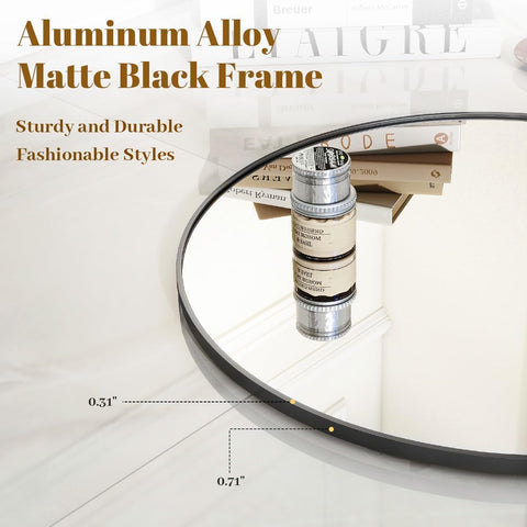 VooBang round mirror in hallway decor with sleek black frame