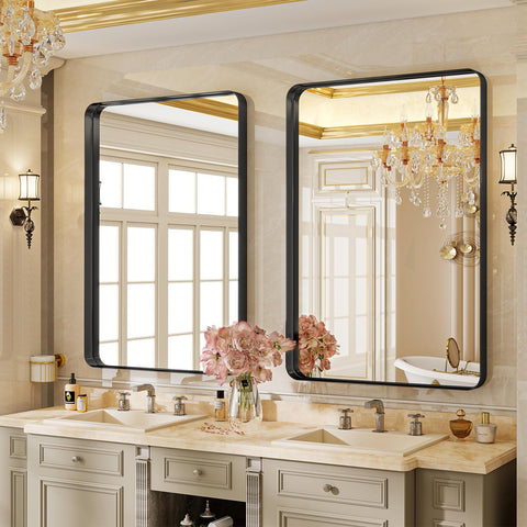 VooBang wall mirror black frame enhances any room and reflects light beautifully.